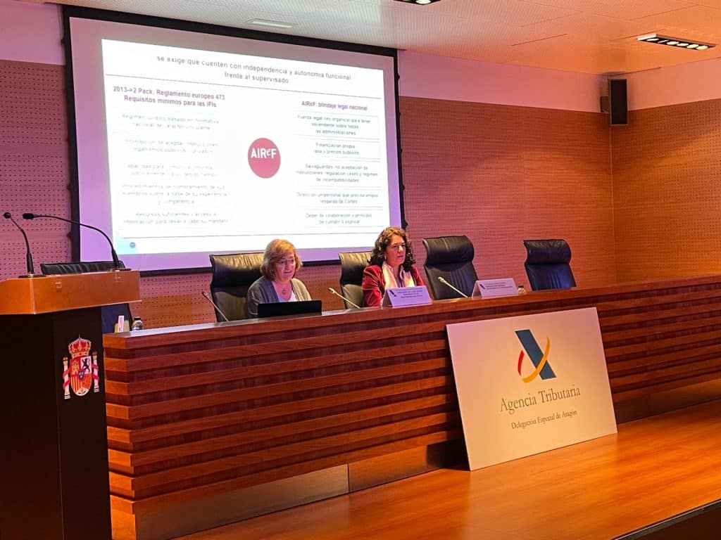 Cristina Herrero en las jornadas de recaudación de la AEAT en Zaragoza. Noviembre 2024